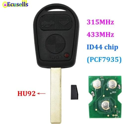 3 BUTTON REMOTE KEY FOB 315MHZ 433MHZ HU92 BLADE WITH PCF7935 chip FOR BMW 318i 320i 325i 525i 528i 530i 540i Z3 Z8 X5 M3 M5