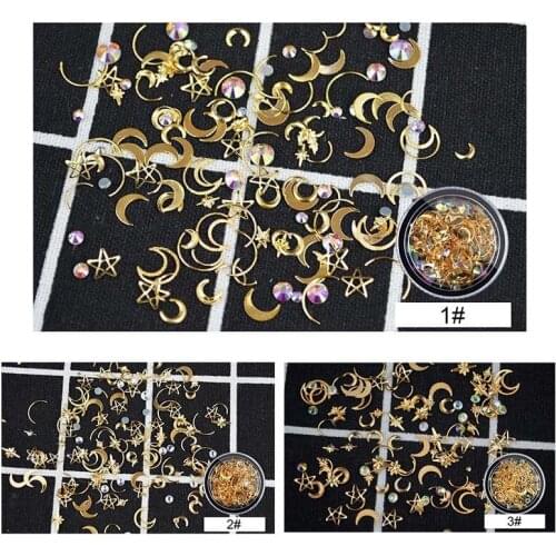 3D Nail Stamping Plate Art Decor Metal Star Moon Alloy Glitter Rhinestone Nail Art Decoration SANA889