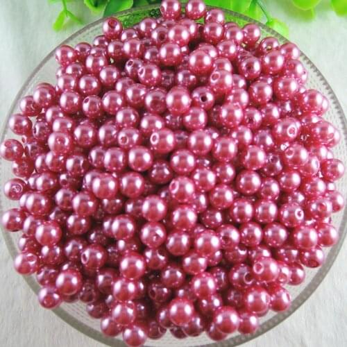 5 Sizes Pick PaleVioletRed ABS Imitation Pearl Beads Wholesale Round Ball European Spacer Hole Beads For DIY Jewelry AS-15