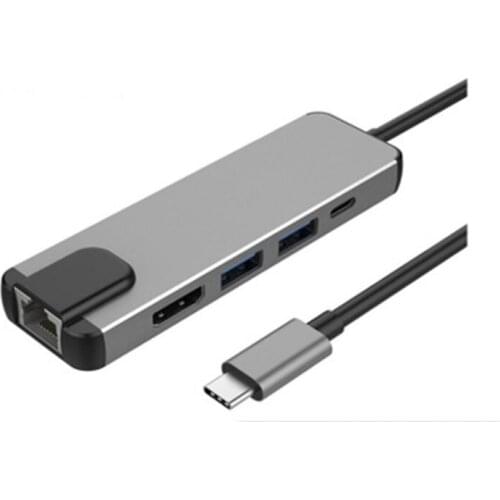 5 in 1 USB Type C Hub Hdmi PD USB C Hub To Ethernet Gigabit Rj45 Lan Adapter For Thunderbolt 3 Macbook Pro USB-C Charger Port