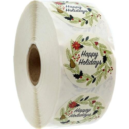 100-500pcs Labels Stickers Happy Holidays Sticker With Paw Print Scrapbooking For Kids Party Activity Favors Stationery Sticker