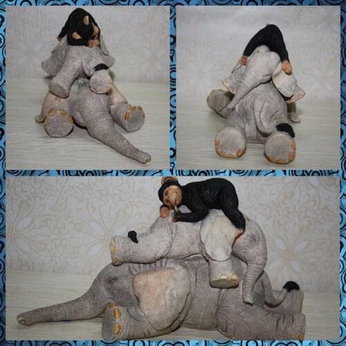 Freeshipping Elephant Mom and Baby Gorilla Figure Resin toy vivid lifelike cute pet animal cake home office car decor party gift