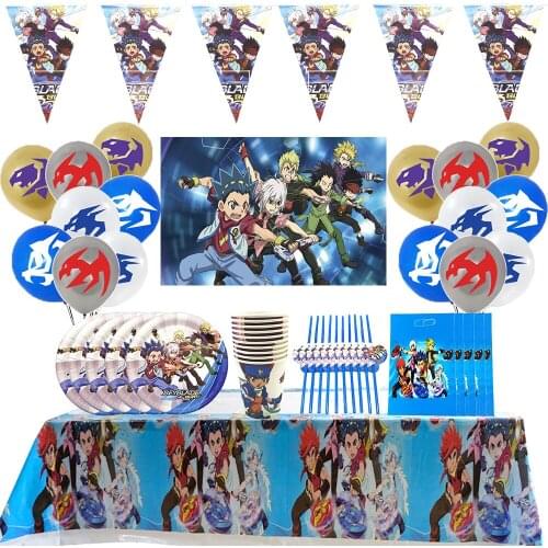 Beyblade Birthday Party Decoration Children Disposable Tableware Cup Plate Napkin Bag Baby Shower Party Supplies Balloons