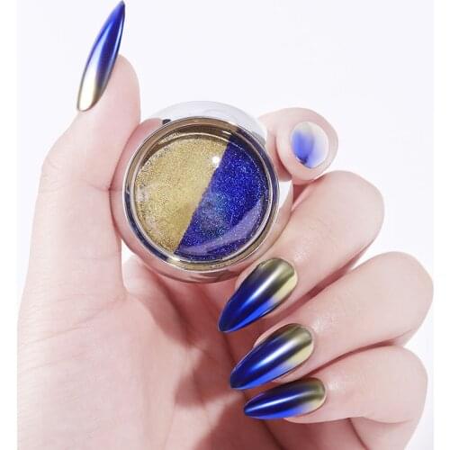 Nail Glitter Laser Powder Two-color Gradient Mirror Effect Nail Art Sequin Hologram Nails Decoration Titanium Powder T0773