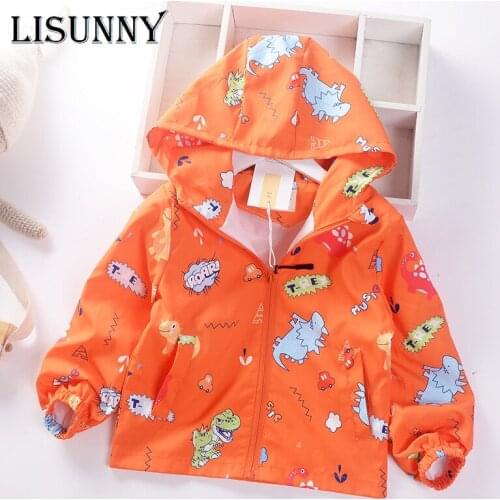 Spring Autumn 2021 New Children Coat Baby Boys Cartoon Hooded Windbreaker Jacket Kid Zipper Cardigan Outdoor Toddler Jacket 1-6y