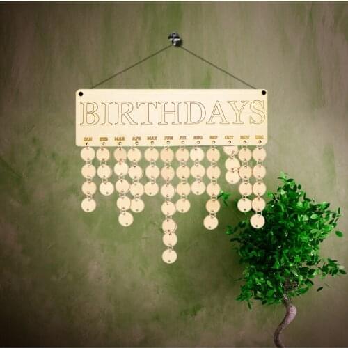 DIY Wooden Friends Birthday Calendar Anniversary Board Sign Special Dates Planner Hanging Wood Wall Decorations Gift