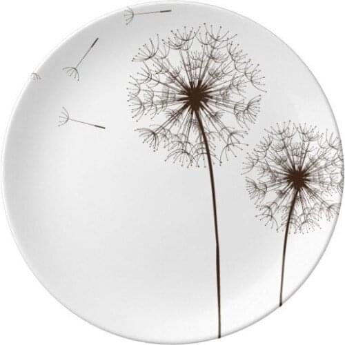 Flower Plant Dandelion Seed Dessert Plate Decorative Porcelain 8 inch Dinner Home