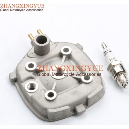 2 stroke Cylinder Head+ E6TC spark plugs for Minarelli Adly/Her Chee AirTec 50 LC 50cc 70cc 40mm 47mm