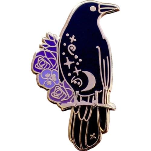 Crow enamel pin
