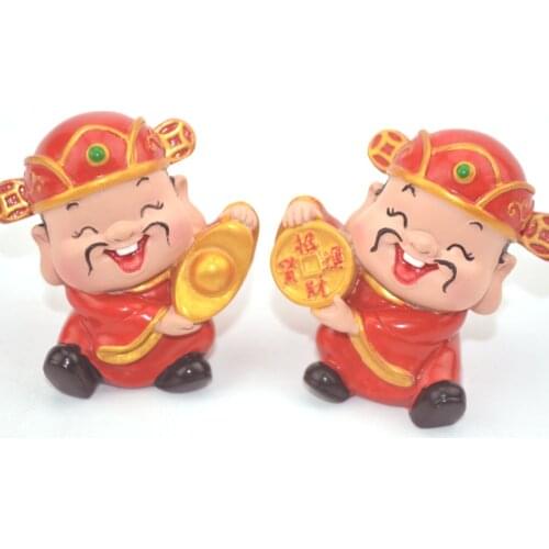 Feng Shui a pair Hand Painting resin statue/fengshui god of wealth SKU J2001
