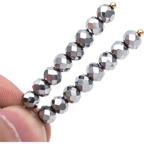 Faceted Rondelle Glass Beads Silver 3x4mm-(BZ04-51) / 140Pcs