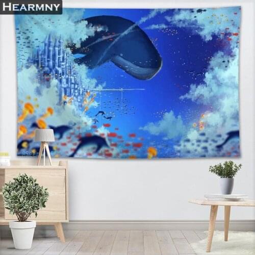 HEARMNY Wall Tapestry Whale Tapestries Wall Hanging Show Piece For Home Decor Wall Carpet Beach Throw Rug Blanket Yoga Mat