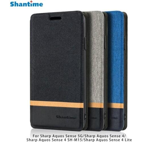 Canvas PU Leather Phone Bag Case For Sharp Aquos Sense 5G Flip Case For Sharp Aquos Sense 4 SH-M15 Sense 4 Lite Case Back Cover