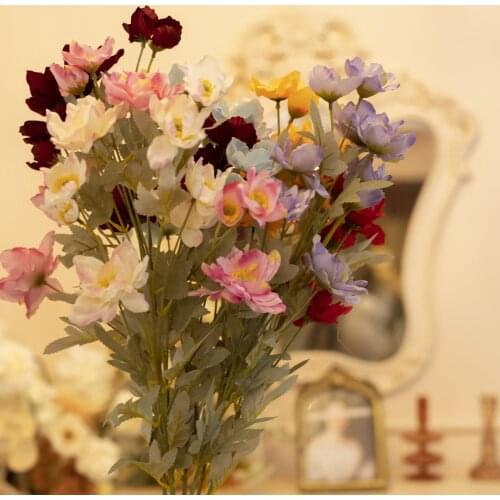 9 heads snow lotus artificial silk flowers home indoor wedding party decorations fake flower bouquets