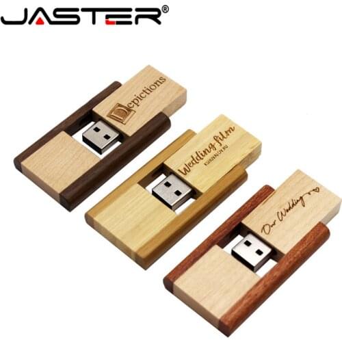 JASTER Rotating wooden usb flash drive pendrive 2GB 4GB 8GB 16gb 32gb memory stick usb, over 1 pcs free LOG