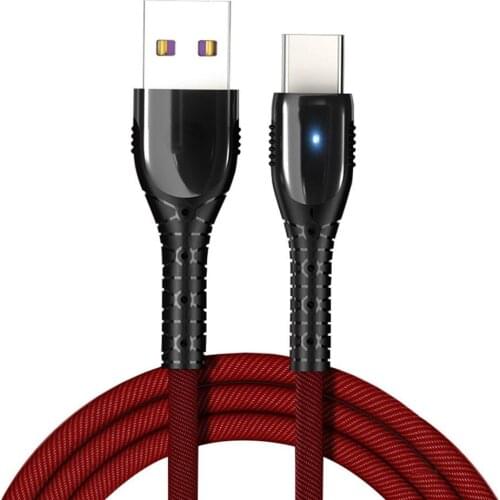 5A Zinc Alloy Type c Mobile Phone Cable QC3.0 Fast Charger LED Light Type-C Cable for Android Huawei Xiaomi Sync Charging Cable