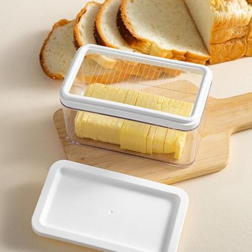 Butter Container Eco-friendly Rust-proof White Color Butter Storage Cutter Box for Home