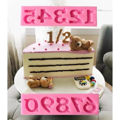 Byjunyeor M229 LargeNumbers 0-9 Epoxy Epoxy UV Resin Silicone Mold With Stick Gumpaste Clay Cake Decorating Fondant Mold