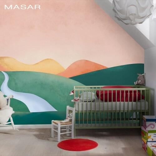 MASAR Art cartoon color mural childrens room amusement park kindergarten cute background wall paper Road