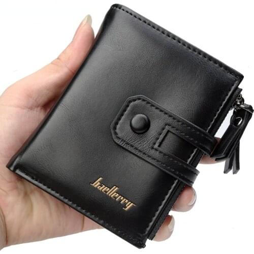 Mens Wallet Leather Double Zip Card Holder Short Mens Wallet Coin Pockets Retro Brand High Quality Mens Wallet