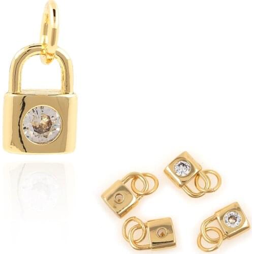 Color Copper Pendant Set With Zircon Small And Delicate Lock Key Pendant Accessories Diy Necklace Handmade Materials