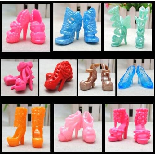 NK 10 pairs Doll Shoes Fashion Cute Colorful Assorted shoes for Barbie Doll with Different styles High Quality Baby Toy 003A
