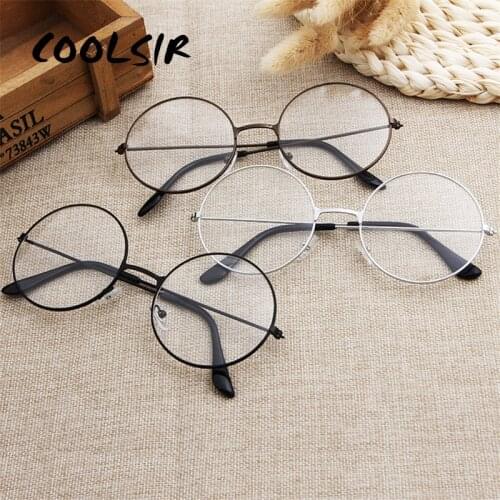 COOLSIR 2020 New Classic Vintage Glasses Frame Round Lens Flat Myopia Optical Mirror Simple Metal Women/Men Glasses Frame