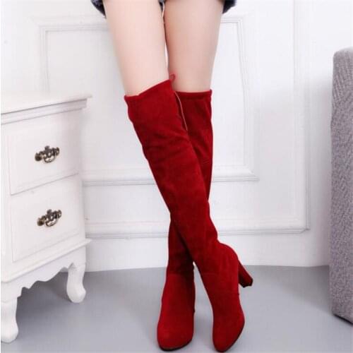 New womens fashion winter boots over the knees matte leather womens boots thick-soled high-heeled long boots womens boots