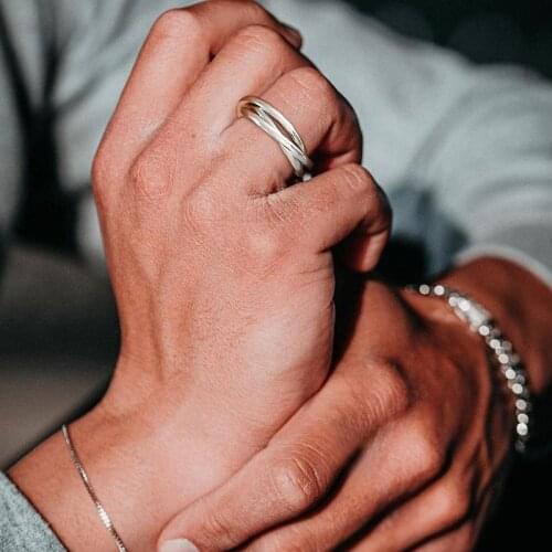 Wraparound Multi Layer Ring Band, 3 Strands Silver Color Statement Ring, Wrap Stack Layer Rings for Men Women Jewelry