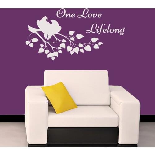 One Love Lifelong Wall Sticker Living Room Removable Art Home Decor Birds In The Tree Wall Decal Art Bedroom Decoration