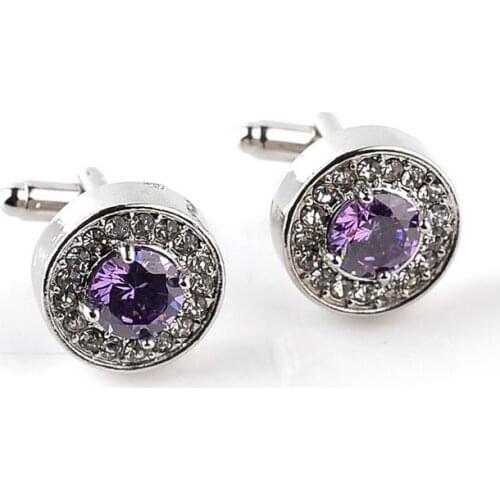 One pair popular 1.8cm rond alloy charm red/white zircon stone French style cufflinks xyc209