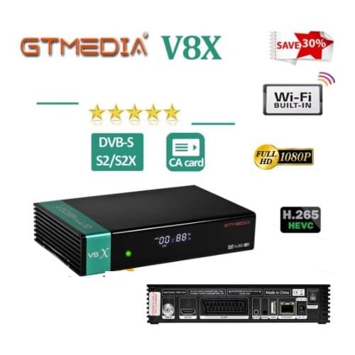 Receptor gtmedia V8X FTA satellite receiver DVB-s2/S2X full hd h.265 same gtmedia V7 s2x with USB wifi free upgrade V8 nova V7s