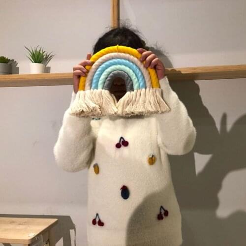 Hand-Woven Rainbow Wall Decor, Woven Wall Hanging for Nursery and Home Decor H58C