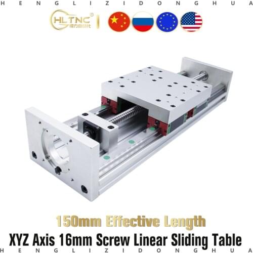 150mm Stroke XYZ Axis Cross Electric Sliding Table Slide Linear Stage SFU1605 Ballscrew for XYZ stage table slide motion