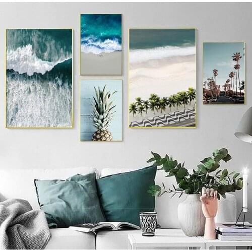 Scandinavian Decoration Picture Wall Art Poster Ocean Waves Sea Beach Landscape Canvas Print Painting Nordic Living Room Decor