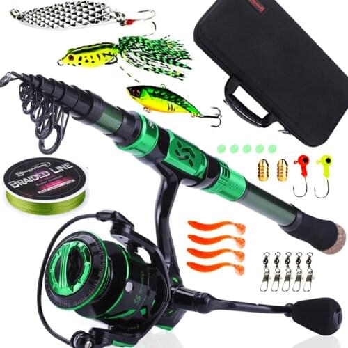 Sougayilang Top Quality 1.8M-2.4M Fishing Rod Combos with Telescopic Fishing Pole Spinning Reels Fishing Bag Lure Line Sets