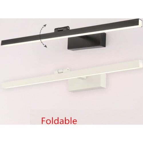 Modern LED mirror headlights Black paint Nordic AC85-265V Foldable mirrored lamp Anti-fog mirror cabinet light Bathroom toilet