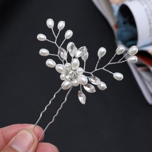 Bridal Crystal Pearl Flower Hair Pins Wedding Party Elegant Hairpins Bridesmaid Bride Headpiece Hair Jewelry Accessories