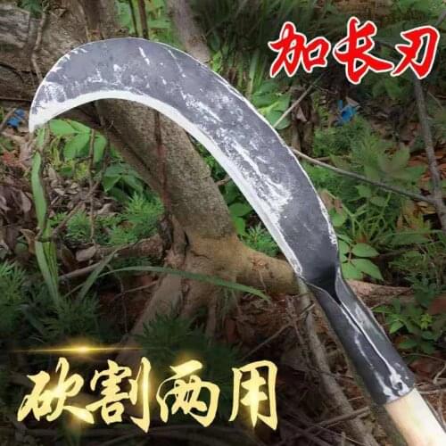 Lengthened sickle grass cutting knife hand forged tree cutting knife farm wood cutting knife open road knife old cutting knife w