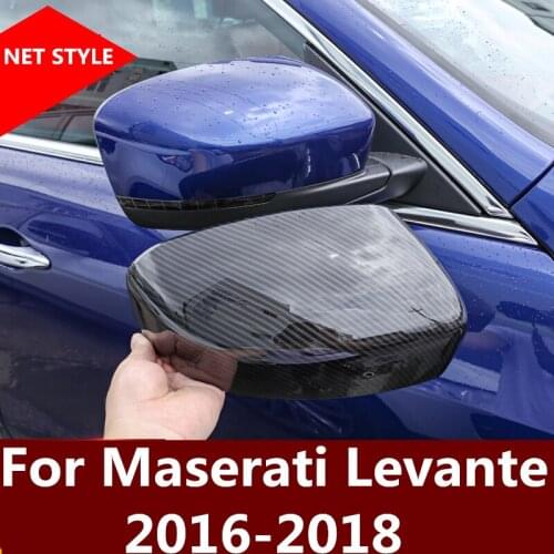 Carbon fiber Car Rear-view Mirror Covers Shell Rearview Mirror Edge Guards Cover Exterior For Maserati Levante 2016-2018