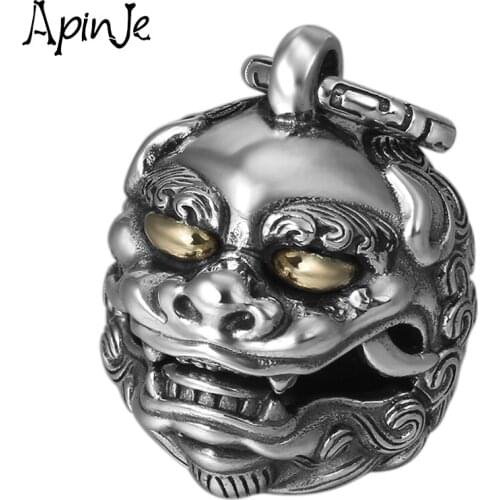 Apinje Vintage 925 Sterling Silver Lucky Necklaces Pendants for Men Women Creative Pi Xiu Fashion Jewelry