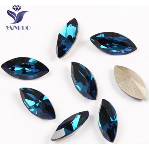 YANRUO 4200 Navette Montana Horse Eyes Glass Crystals Sewing Rhinestone Claw Gold Silver Stones For Decoration Dress