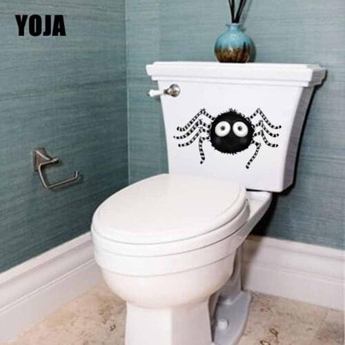 YOJA 23.7X13.9CM Funny Cartoon Halloween Spider Toilet Wall Sticker Decal Bedroom Home Decor T5-1358