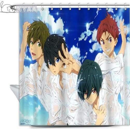 NYAA Anime Eternal Summer Shower Curtains Bathroom Curtain Fabric Funny Waterproof Macrame Screen Home Decor With Hanging Ring