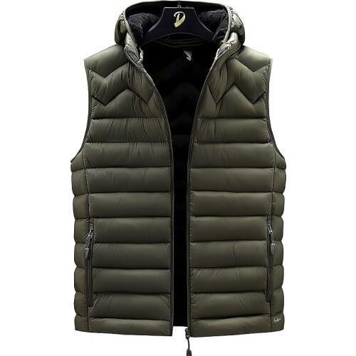 Vest Men Jacket Mens Winter Vest Men Warm Hooded Vest Coat 2021 Winter Zipper Male Sleeveless Jacket Mens Casual Down Vests
