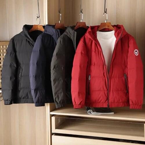 Winter Mens Down Coat Hooded Solid Color Zipper Thicken Warm Outdoor Wind-proof Quality Casual Climbing Male Loose Parka