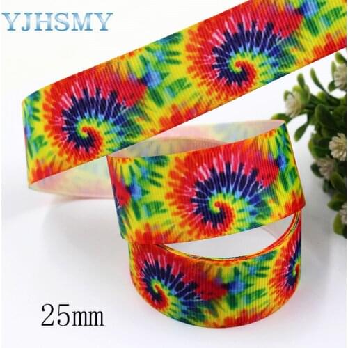 1"(25mm),10yards Color geometry flower Thermal transfer Printed grosgrain Ribbons,DIY Clothing Decorations L-20430-361