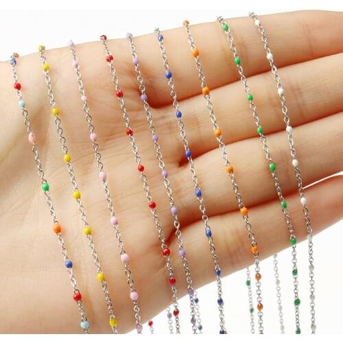1m/lot Wrapped Rosary Wires Stainless Steel Cable Enamel Chain Link Bead for Jewelry Making DIY Necklace Bracelet Anklet 1mm