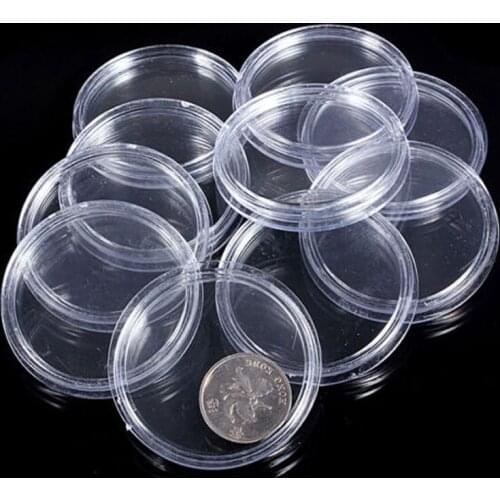 10pcs Coin Storage Box 30mm Clear Round Shape Plastic Coin Case Storage Capsules Holder Coin Collection Case