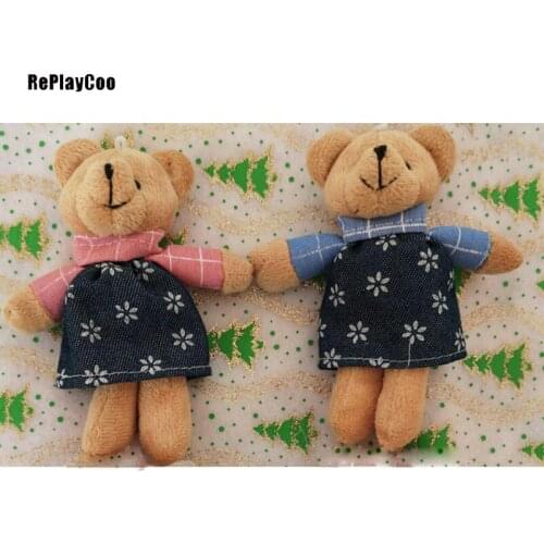 12pcs/lot Kawaii Small Joint Teddy Bears Stuffed Plush 12CM Toy Teddy-Bear Mini Bear Ted Bears Plush Toys Wedding Gifts DTD0047